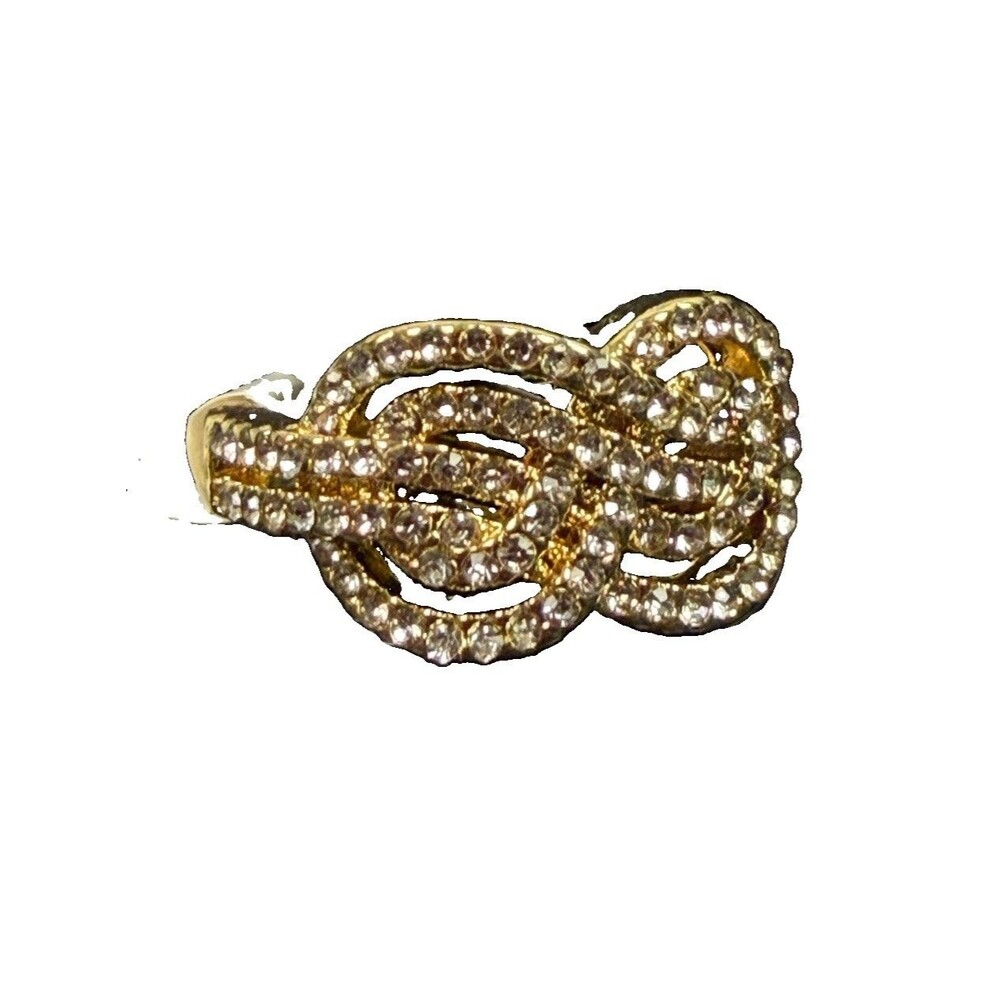 Gold Tone Pavé Rhinestone Cluster Ring Sz 6 5.1 Grams